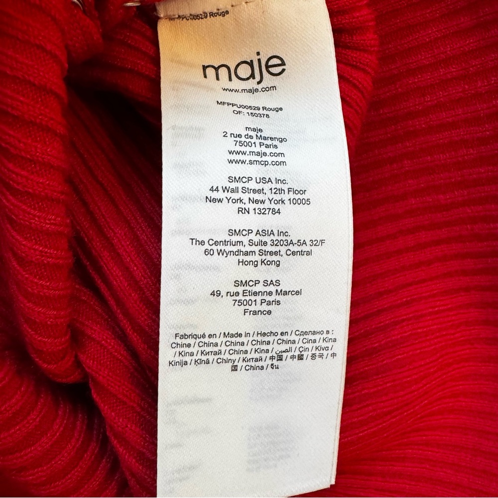 NEW Maje Ribbed Eyelet Lace Up Wool Blend Pullover Sweater Half Sleeve Mock Neck - Picture 8 of 10